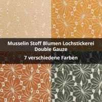 Musselin Blumen, Embroidery Lochstickerei, Double Gauze