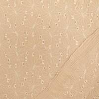 Musselin Blumen, Embroidery Lochstickerei, Double Gauze, beige