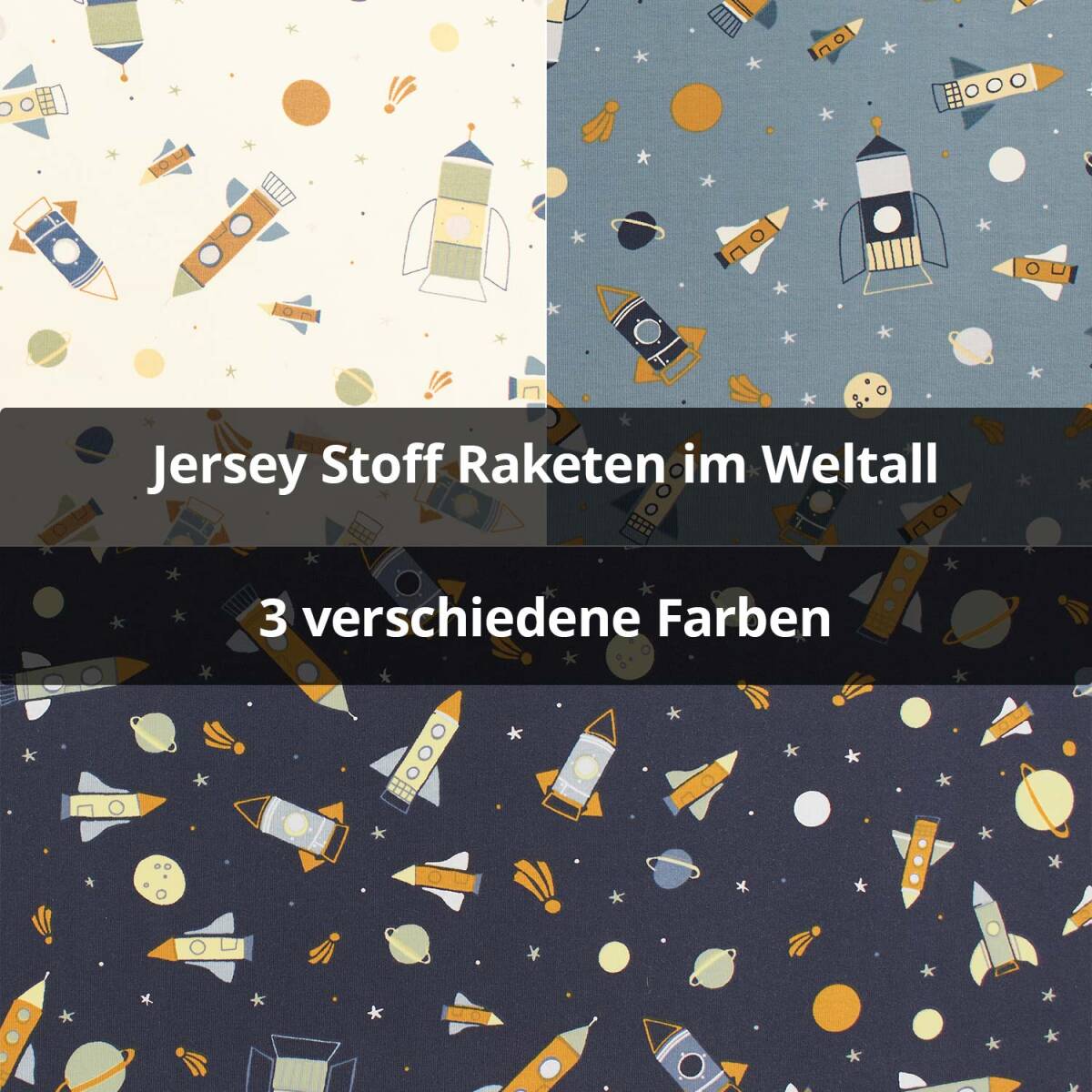 Jersey Stoff Raketen im Weltall