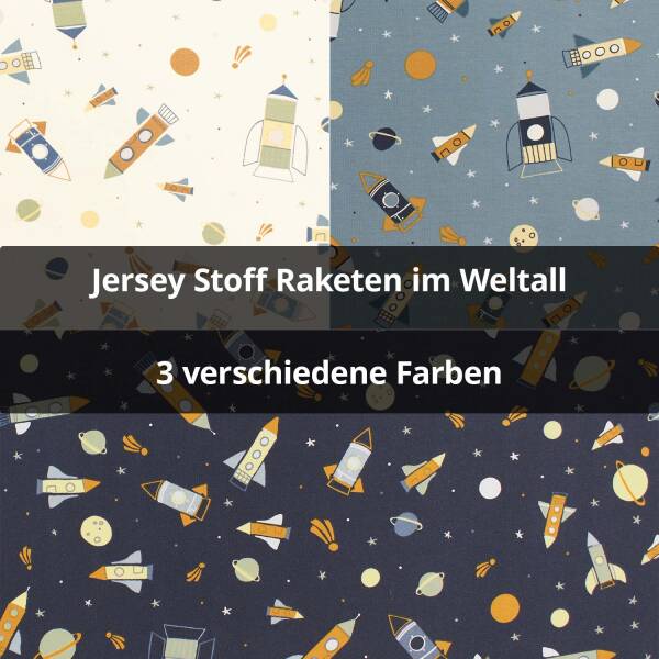 Jersey Stoff Raketen im Weltall