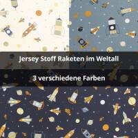 Jersey Stoff Raketen im Weltall