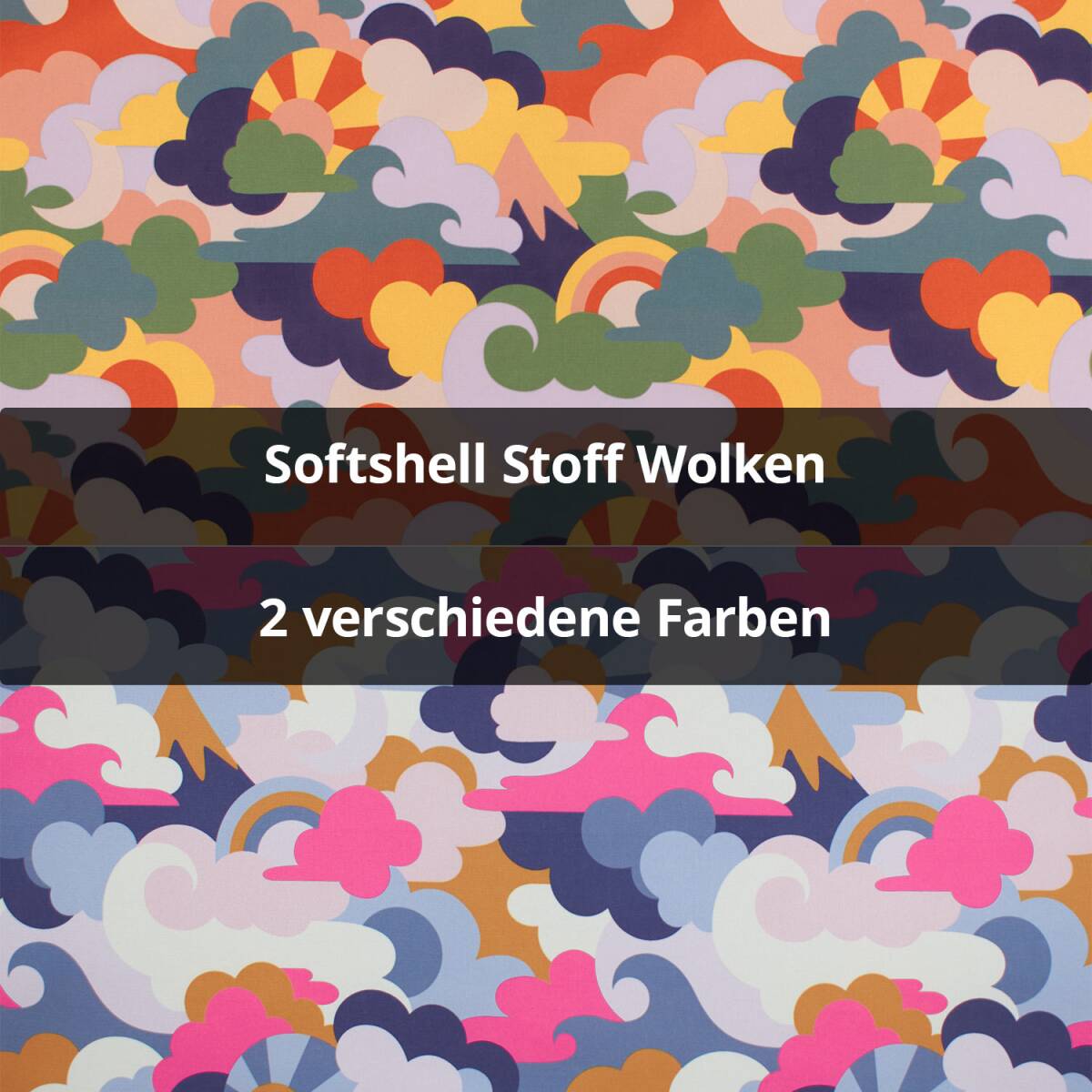 Softshell Stoff Wolken mit Elasthanantei box