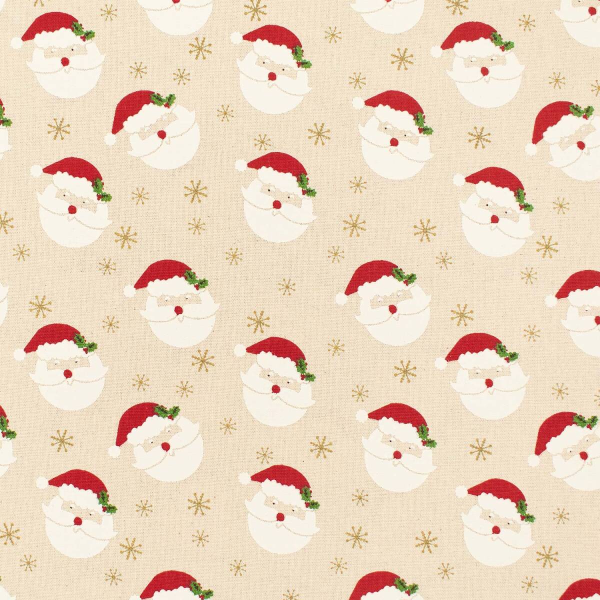 Canvas Stoff Weihnachtsmänner, natur