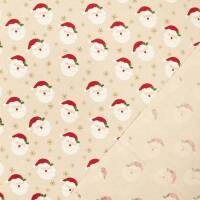 Canvas Stoff Weihnachtsmänner, natur