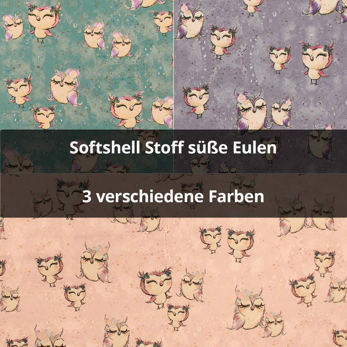 Softshell Stoff süße Eulen box