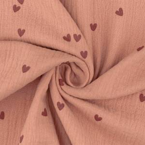 Musselin Herzchen, Double Gauze, blush