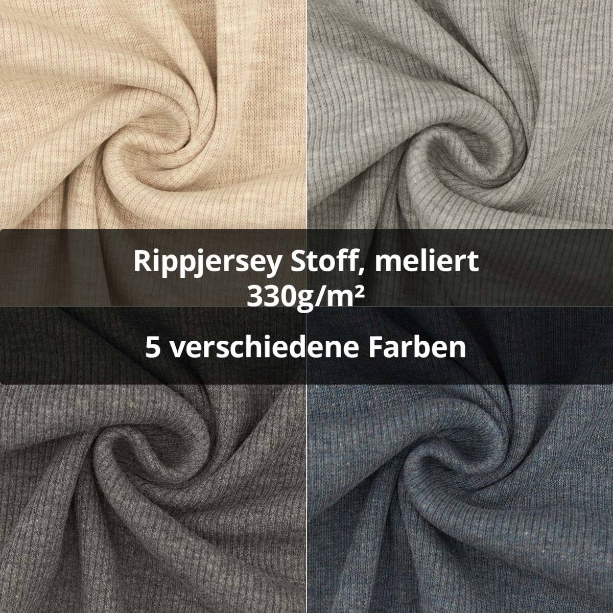 Rippjersey Stoff, melnage