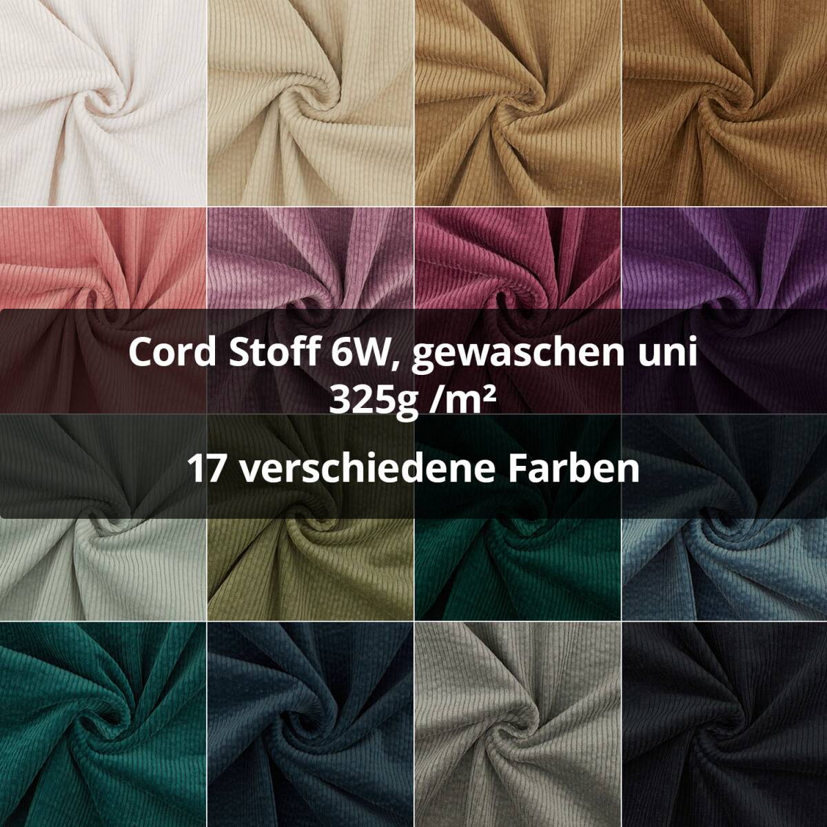 Cord Stoff Strech 6W, gewaschen, uni box