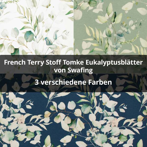 French Terry Stoff Tomke Eukalyptusblätter, ungeraut