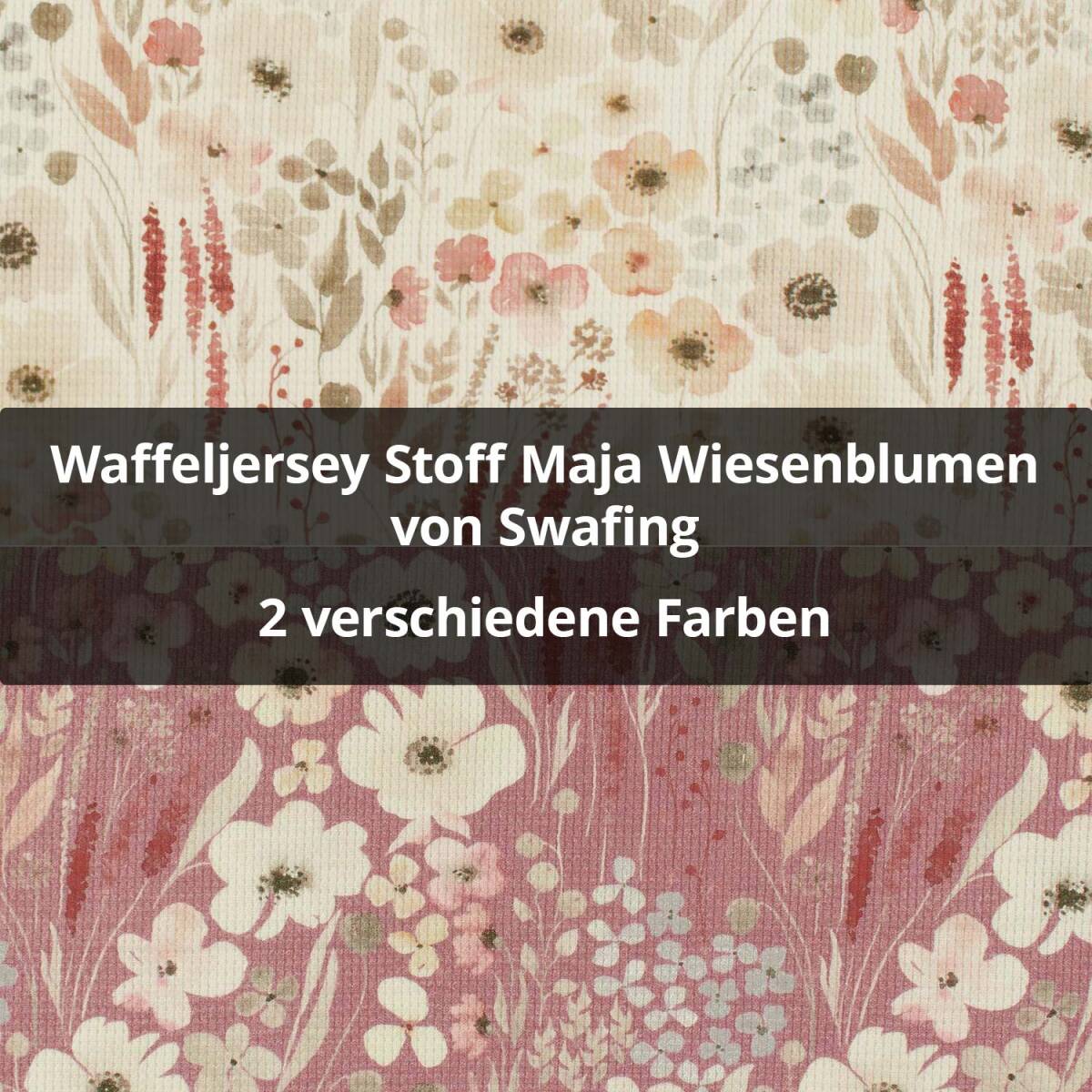 Waffeljersey Stoff Maja Wiesenblumen