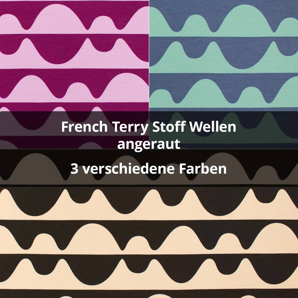 French Terry Stoff Wellen, angeraut