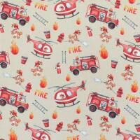 Sweatstoff Feuerwehrfahrzeuge, Hubschrauber, beige