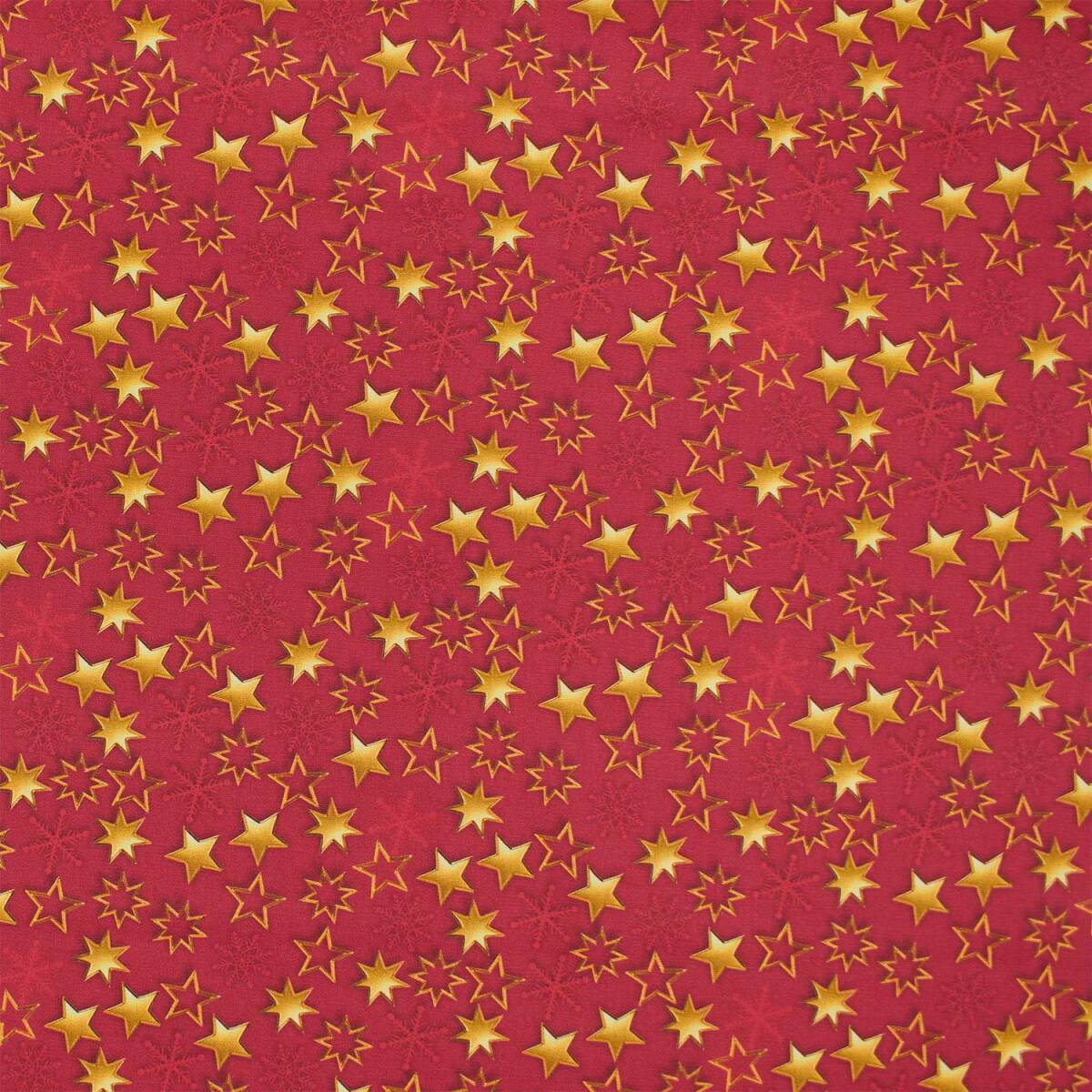 Baumwollstoff Weihnachten, Sterne, rot