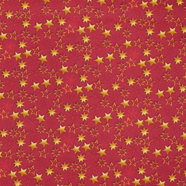 Baumwollstoff Weihnachten, Sterne, rot