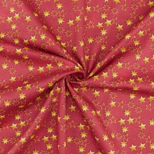 Baumwollstoff Weihnachten, Sterne, rot
