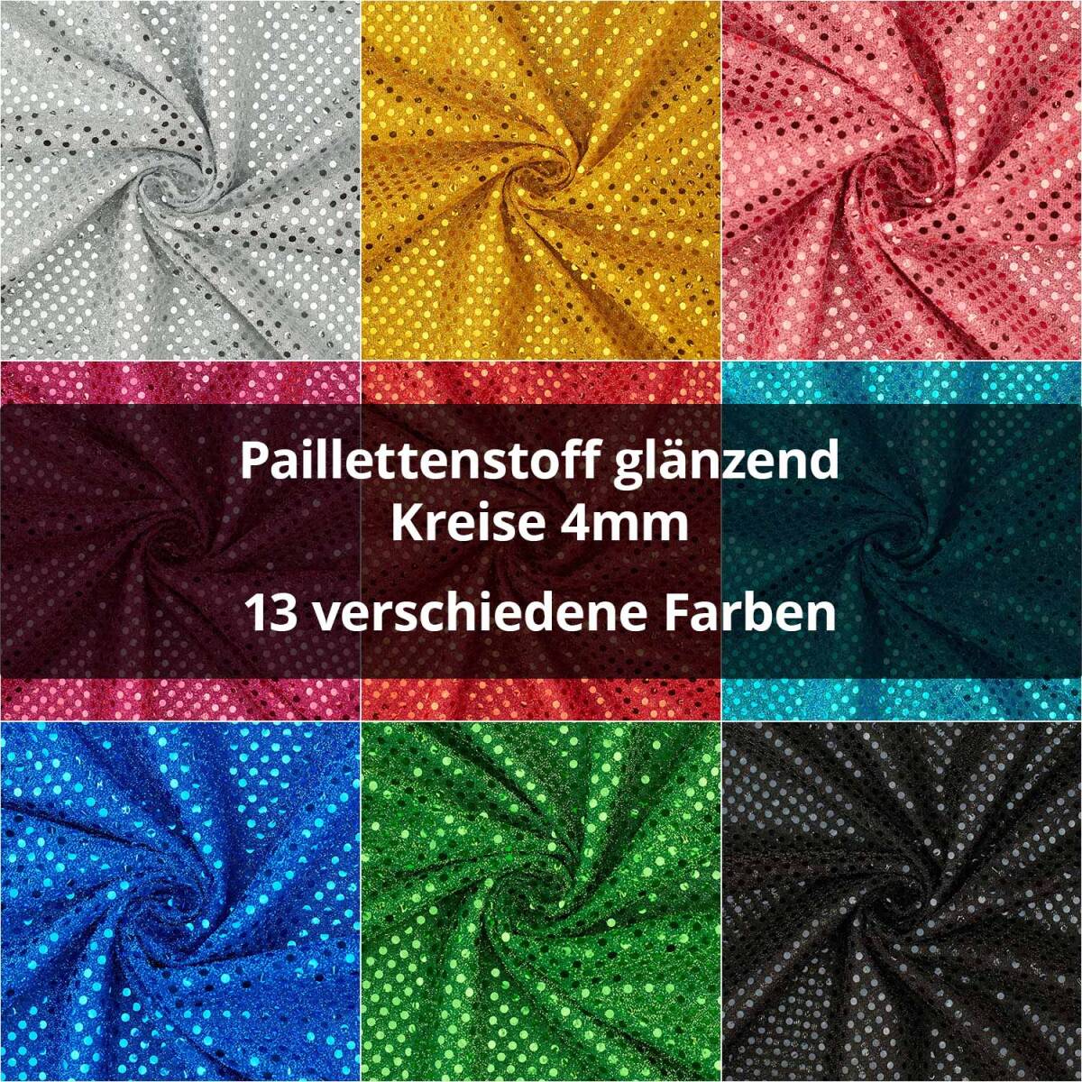 Paillettenstoff, Kreise 4mm, glänze box