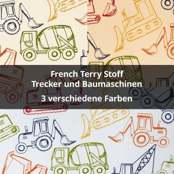 French Terry Stoff Trecker und Baumaschinen, ungeraut