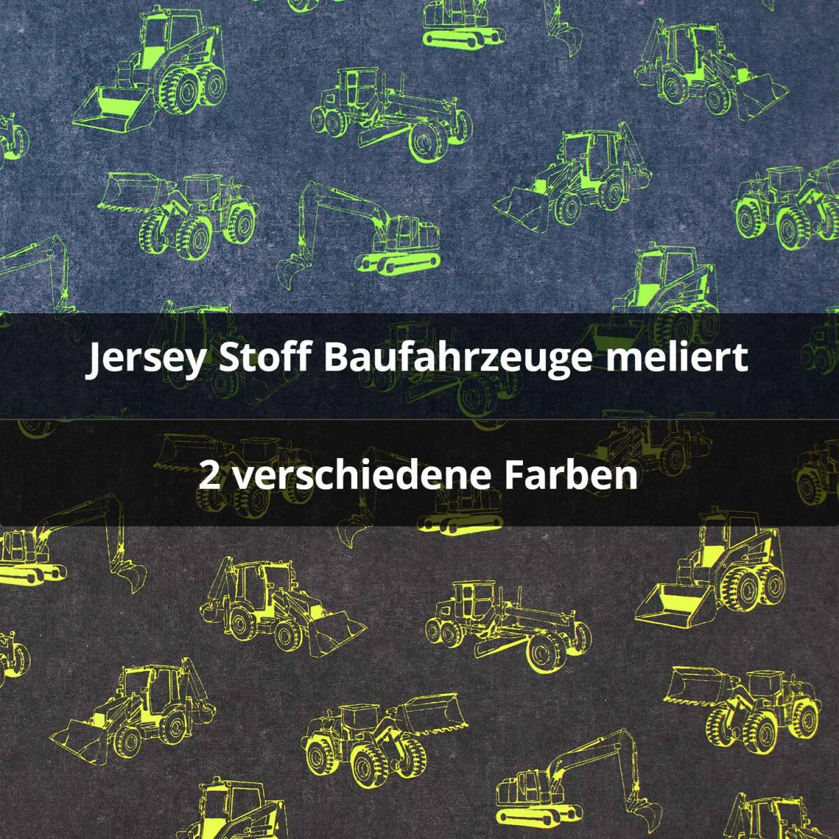 Jersey Stoff Baufahrzeuge, meliert