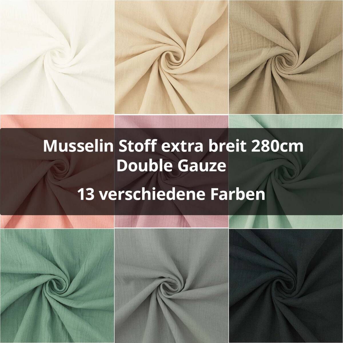 Musselin Stoff extra breit 280cm, Double Gauze, uni