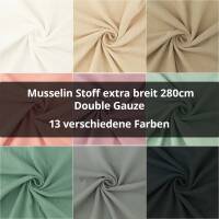 Musselin Stoff extra breit 280cm, Double Gauze, uni